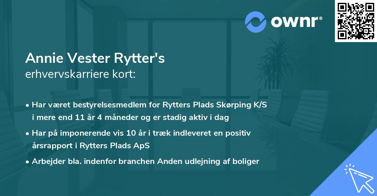 Annie Vester Rytter's erhvervskarriere kort