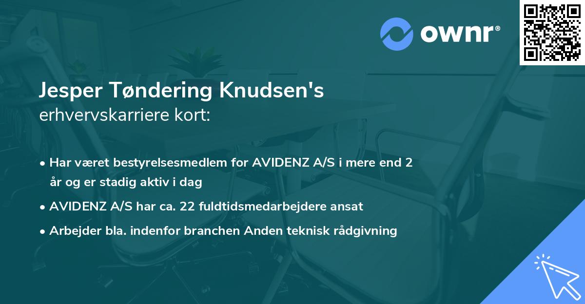 Jesper Tøndering Knudsen's erhvervskarriere kort