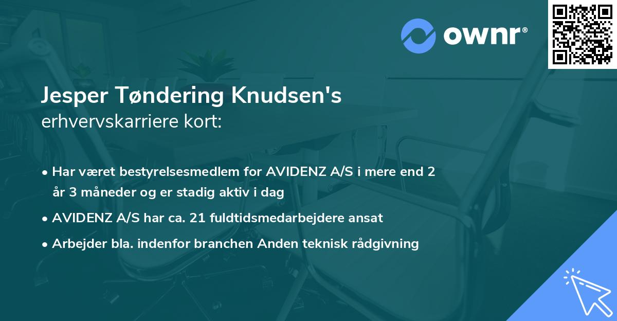 Jesper Tøndering Knudsen's erhvervskarriere kort