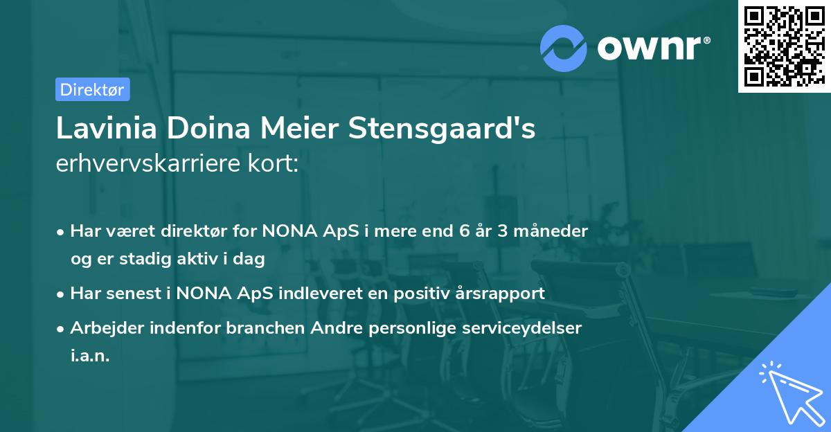 Lavinia Doina Meier Stensgaard's erhvervskarriere kort