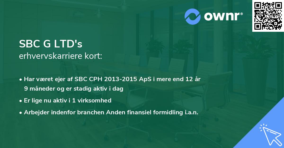 SBC G LTD's erhvervskarriere kort