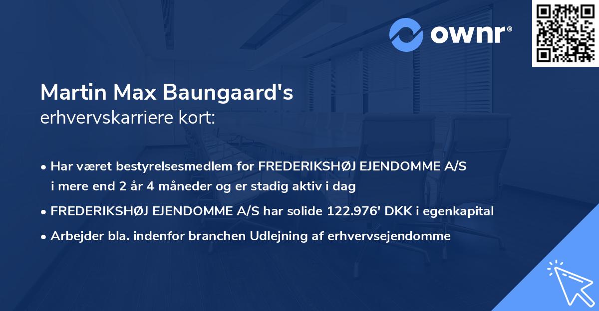 Martin Max Baungaard's erhvervskarriere kort