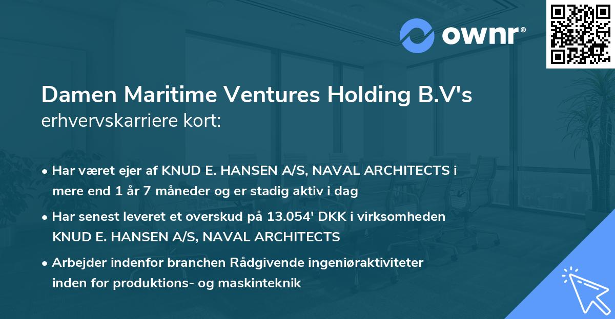 Damen Maritime Ventures Holding B.V's erhvervskarriere kort