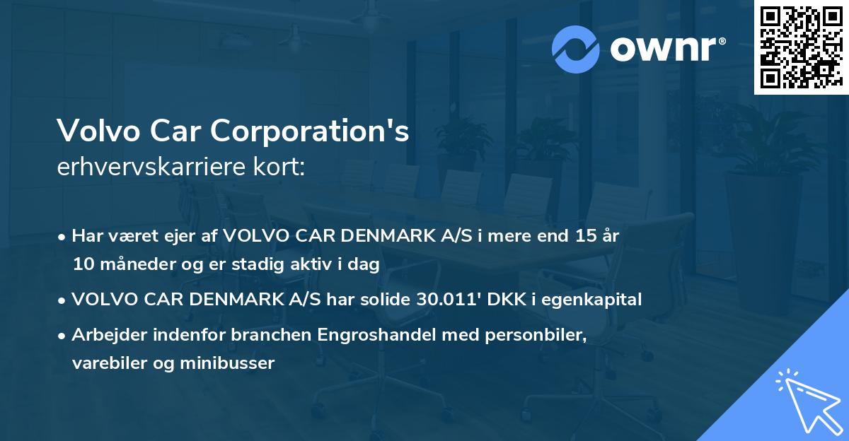 Volvo Car Corporation's erhvervskarriere kort