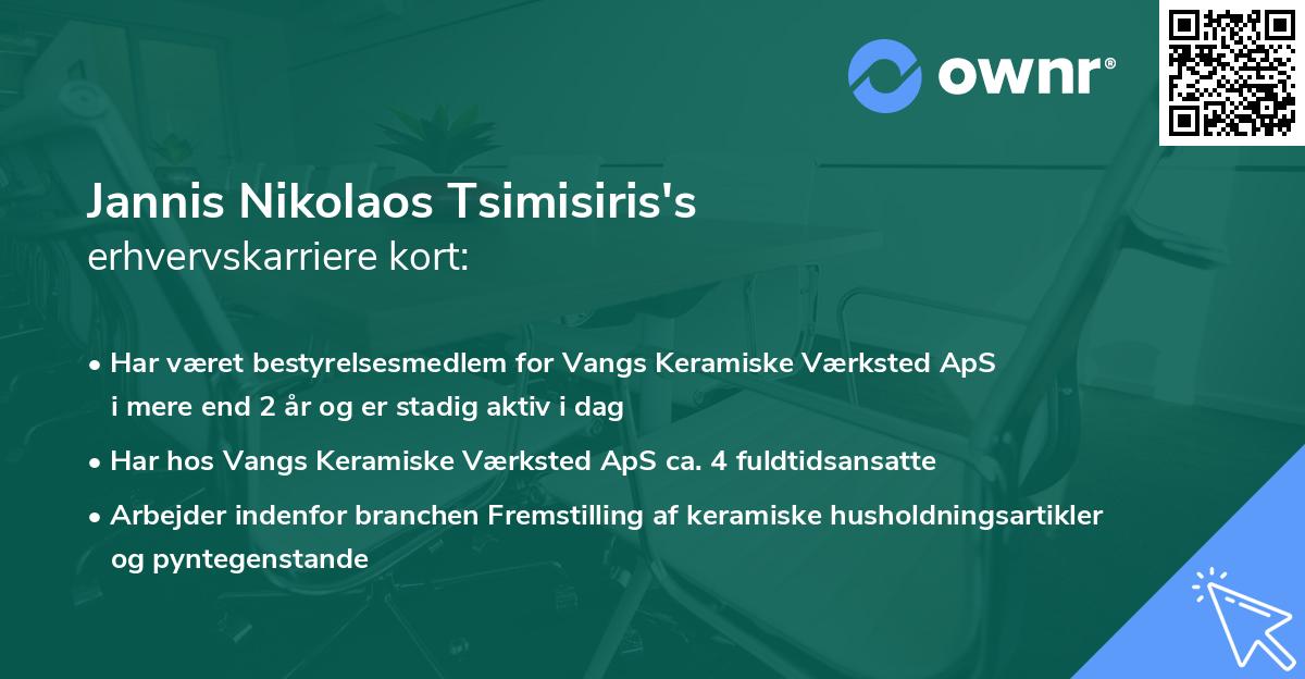 Jannis Nikolaos Tsimisiris's erhvervskarriere kort