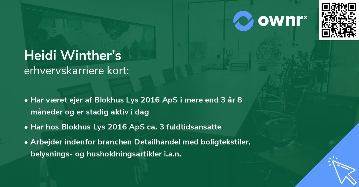 Heidi Winther's erhvervskarriere kort