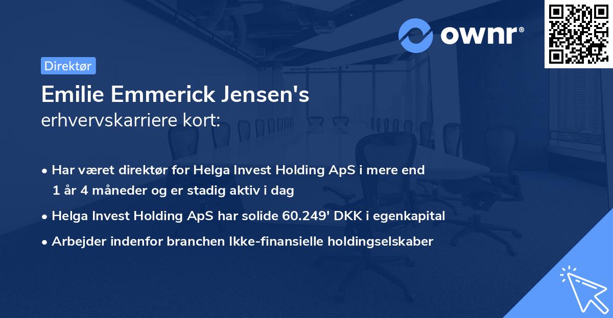 Emilie Emmerick Jensen's erhvervskarriere kort