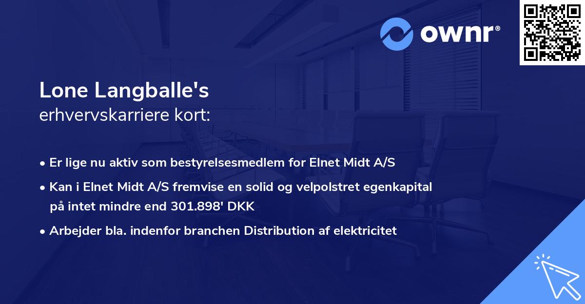 Lone Langballe's erhvervskarriere kort
