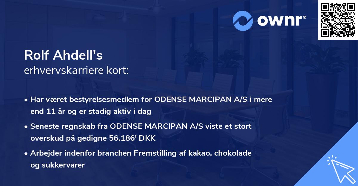 Rolf Ahdell's erhvervskarriere kort