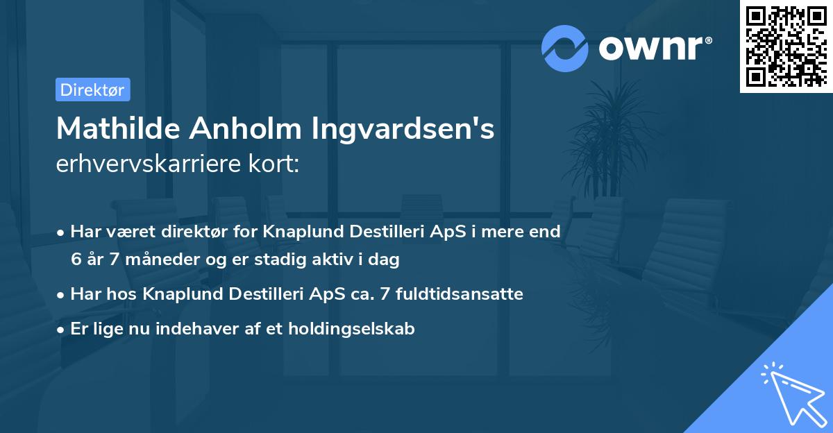 Mathilde Anholm Ingvardsen's erhvervskarriere kort