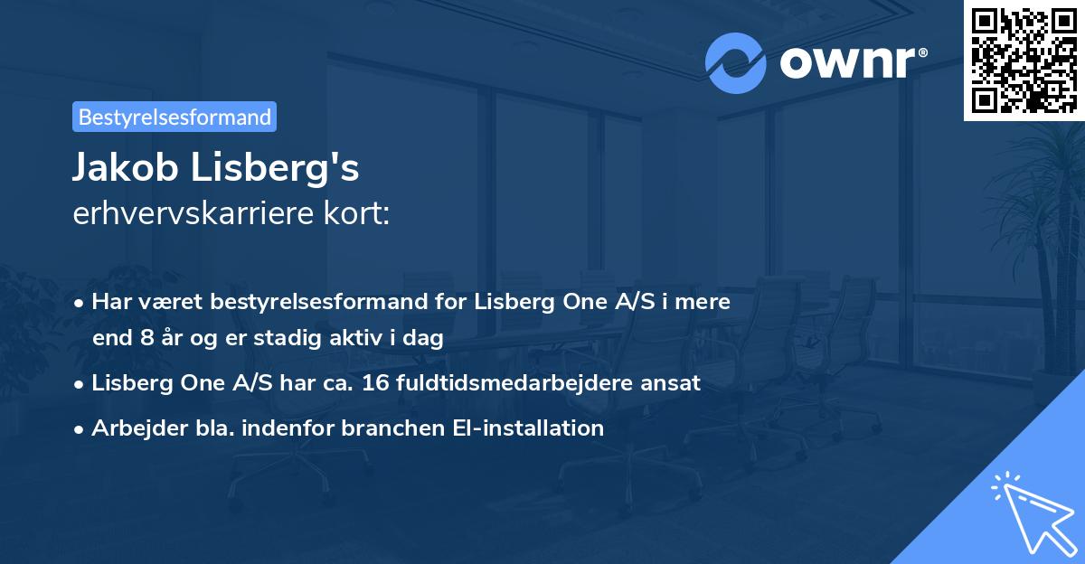 Jakob Lisberg's erhvervskarriere kort