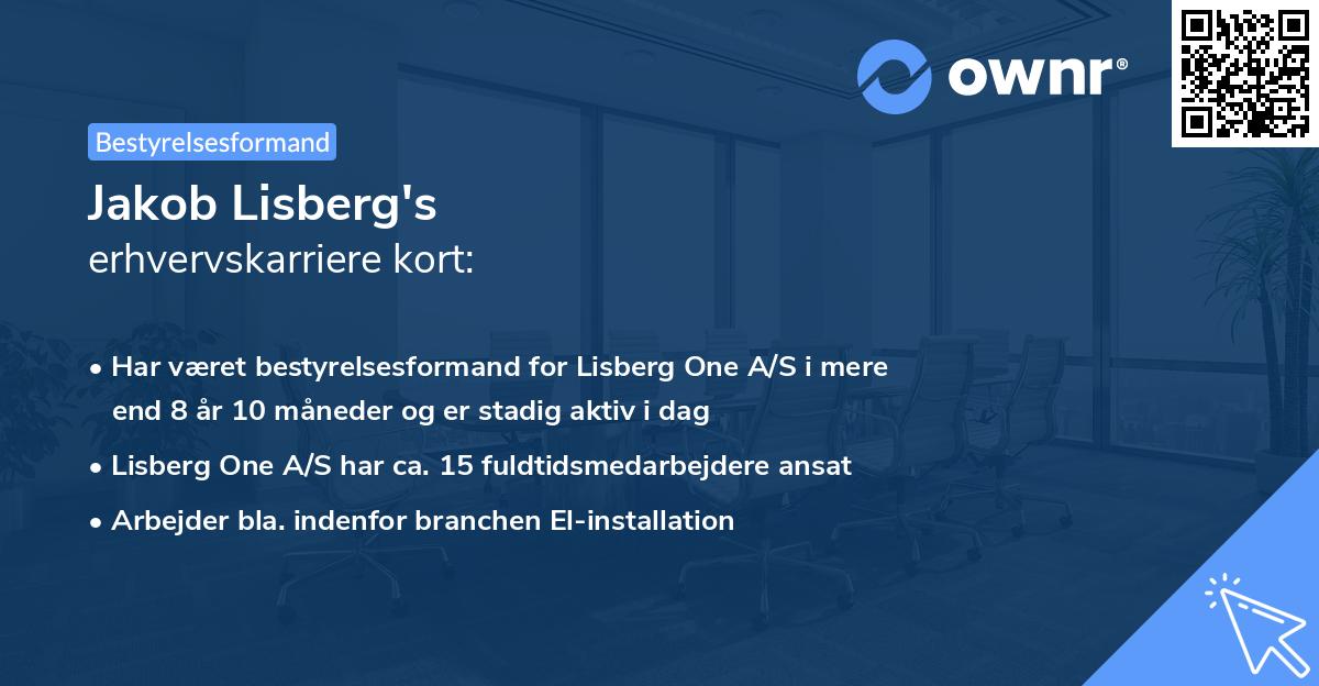 Jakob Lisberg's erhvervskarriere kort