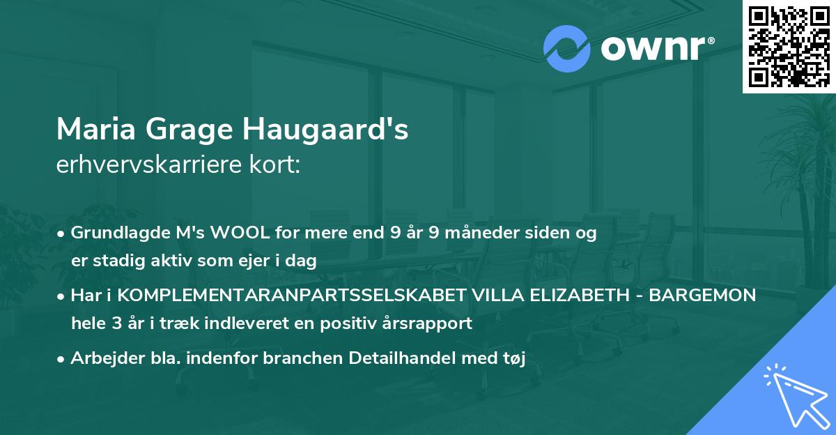 Maria Grage Haugaard's erhvervskarriere kort