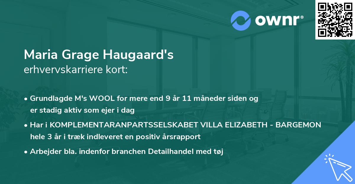 Maria Grage Haugaard's erhvervskarriere kort