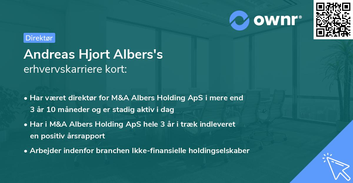 Andreas Hjort Albers's erhvervskarriere kort