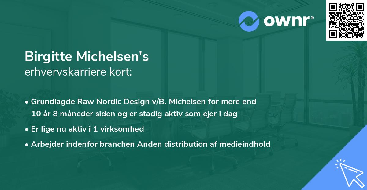 Birgitte Michelsen's erhvervskarriere kort