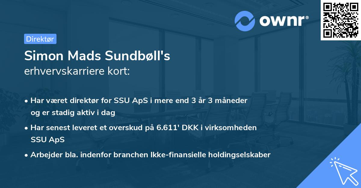 Simon Mads Sundbøll's erhvervskarriere kort