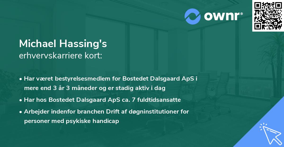 Michael Hassing's erhvervskarriere kort