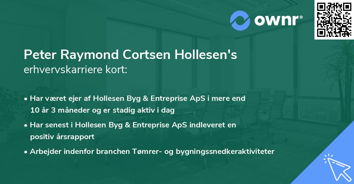 Peter Raymond Cortsen Hollesen's erhvervskarriere kort