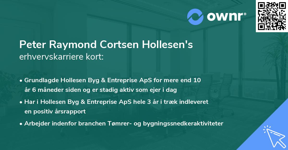 Peter Raymond Cortsen Hollesen's erhvervskarriere kort