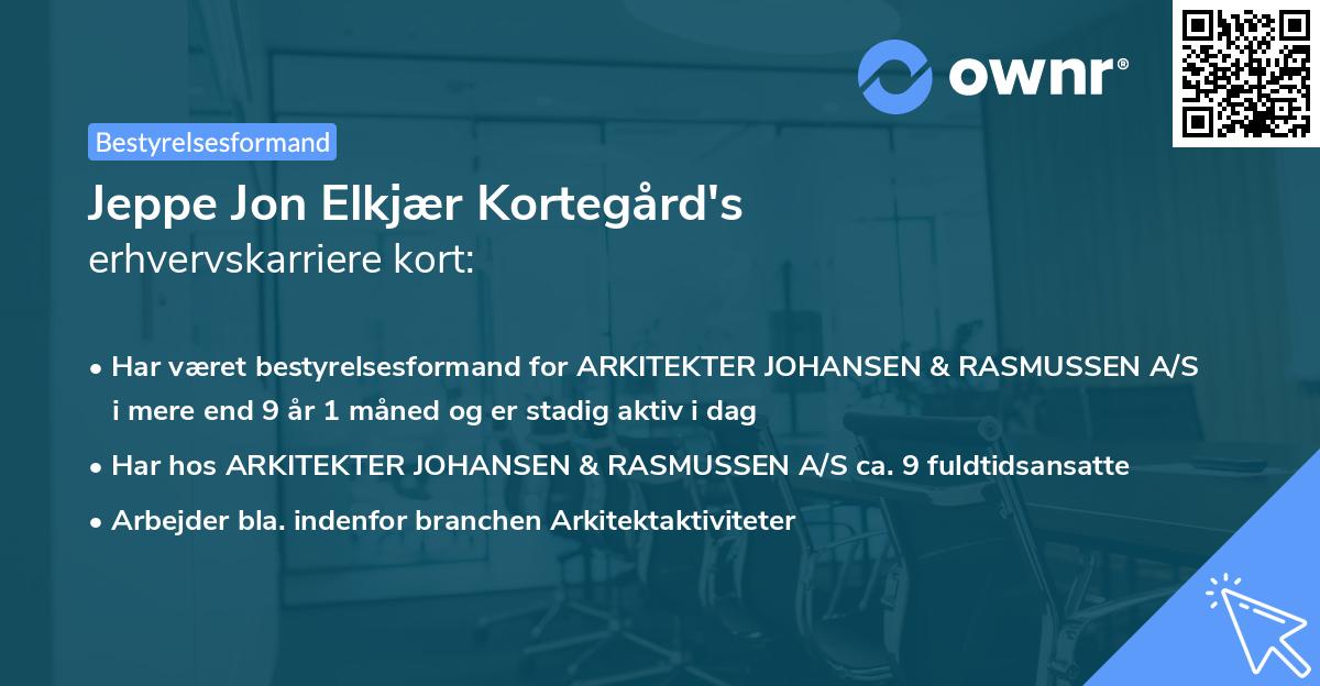 Jeppe Jon Elkjær Kortegård's erhvervskarriere kort