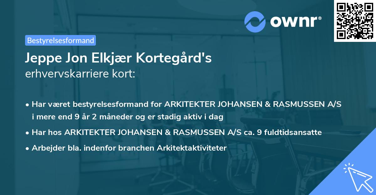 Jeppe Jon Elkjær Kortegård's erhvervskarriere kort
