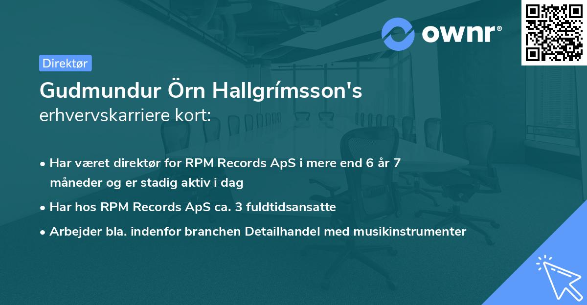 Gudmundur Örn Hallgrímsson's erhvervskarriere kort