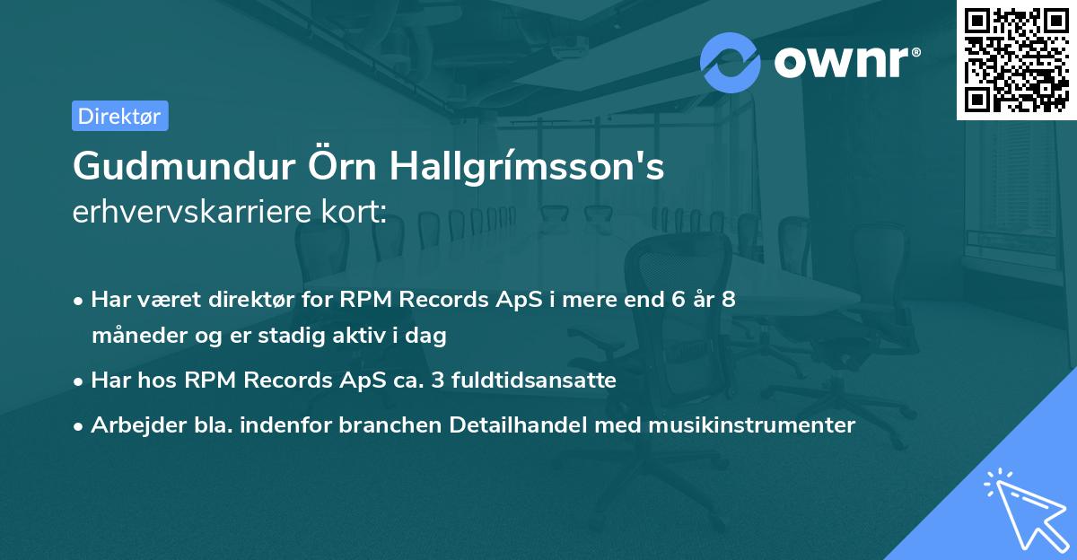 Gudmundur Örn Hallgrímsson's erhvervskarriere kort