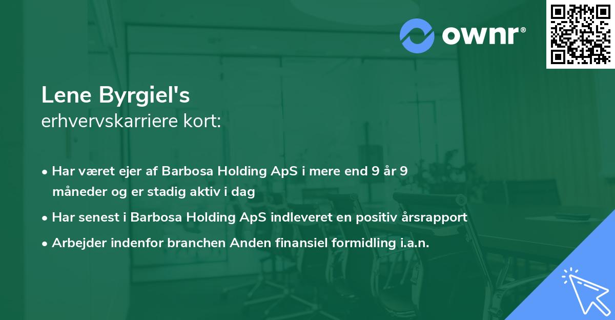 Lene Byrgiel's erhvervskarriere kort
