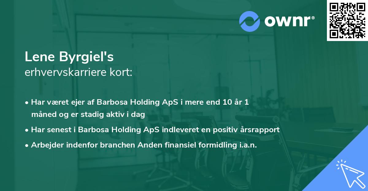Lene Byrgiel's erhvervskarriere kort