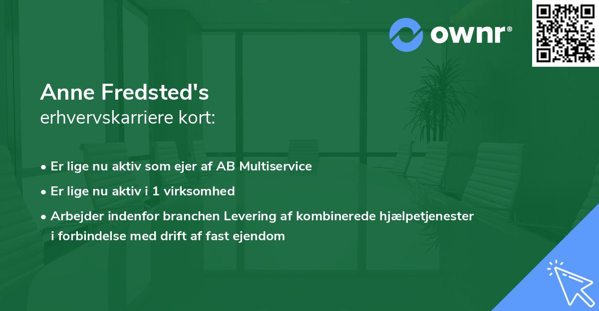 Anne Fredsted's erhvervskarriere kort