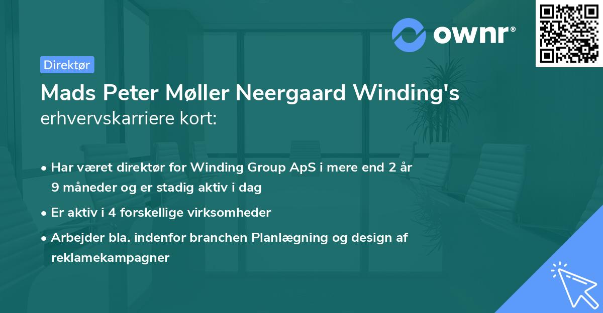 Mads Peter Møller Neergaard Winding's erhvervskarriere kort
