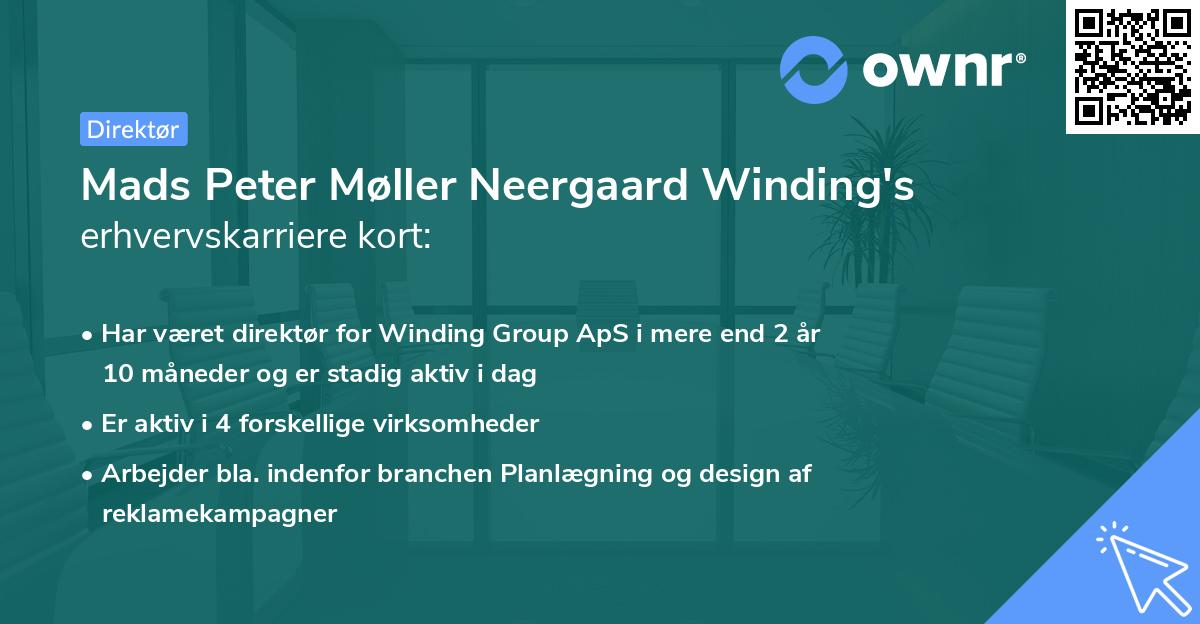 Mads Peter Møller Neergaard Winding's erhvervskarriere kort