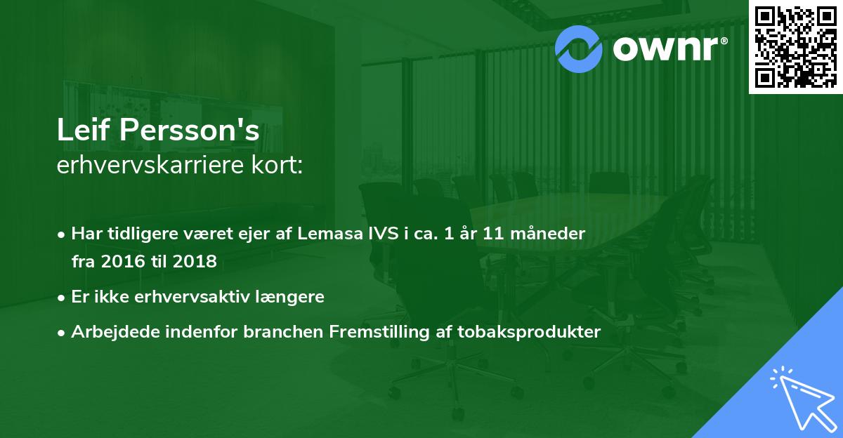 Leif Persson's erhvervskarriere kort
