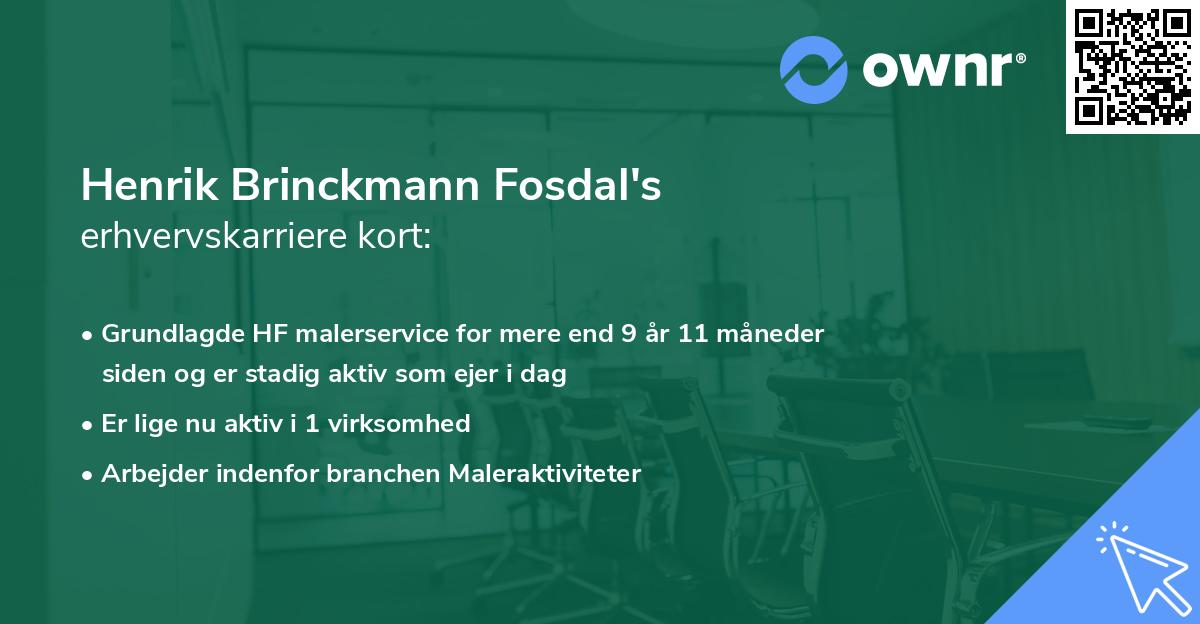Henrik Brinckmann Fosdal's erhvervskarriere kort
