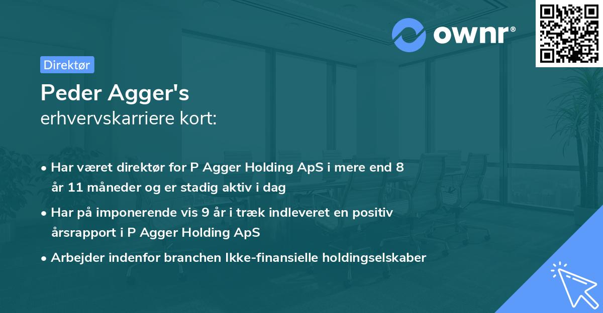 Peder Agger's erhvervskarriere kort