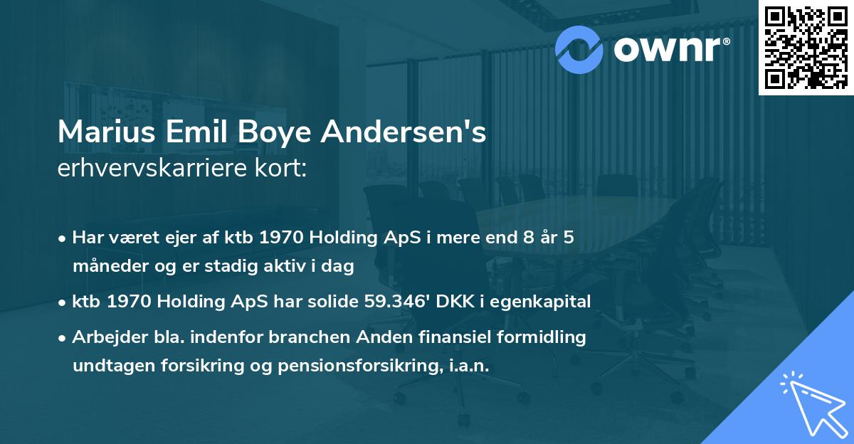 Marius Emil Boye Andersen's erhvervskarriere kort