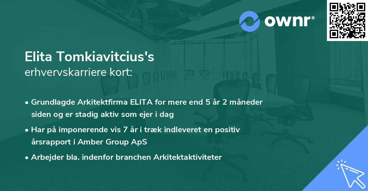 Elita Tomkiavitcius's erhvervskarriere kort