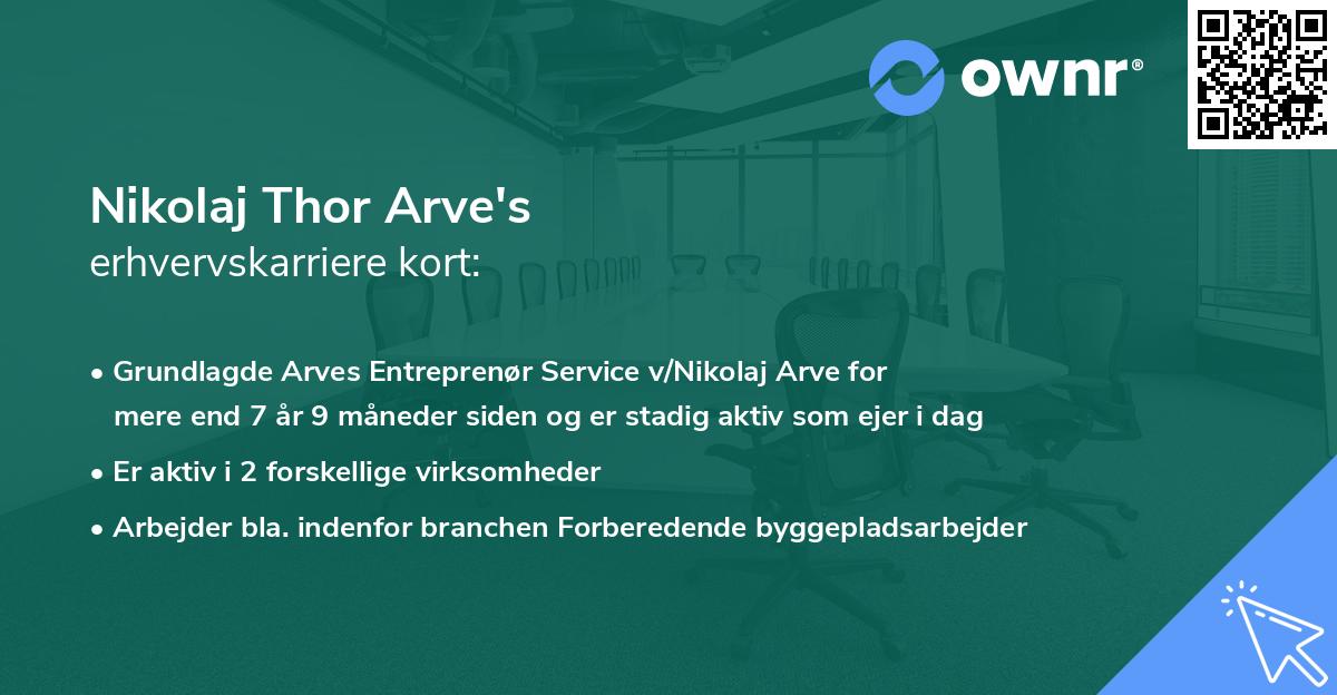 Nikolaj Thor Arve's erhvervskarriere kort