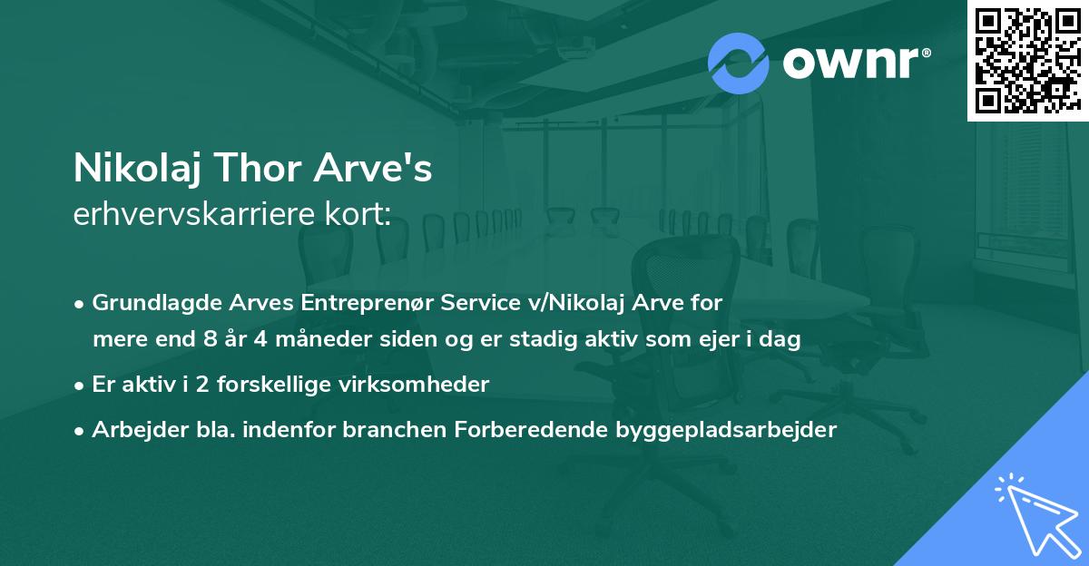 Nikolaj Thor Arve's erhvervskarriere kort