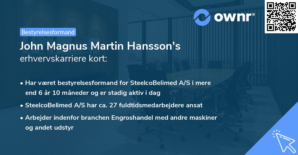John Magnus Martin Hansson's erhvervskarriere kort