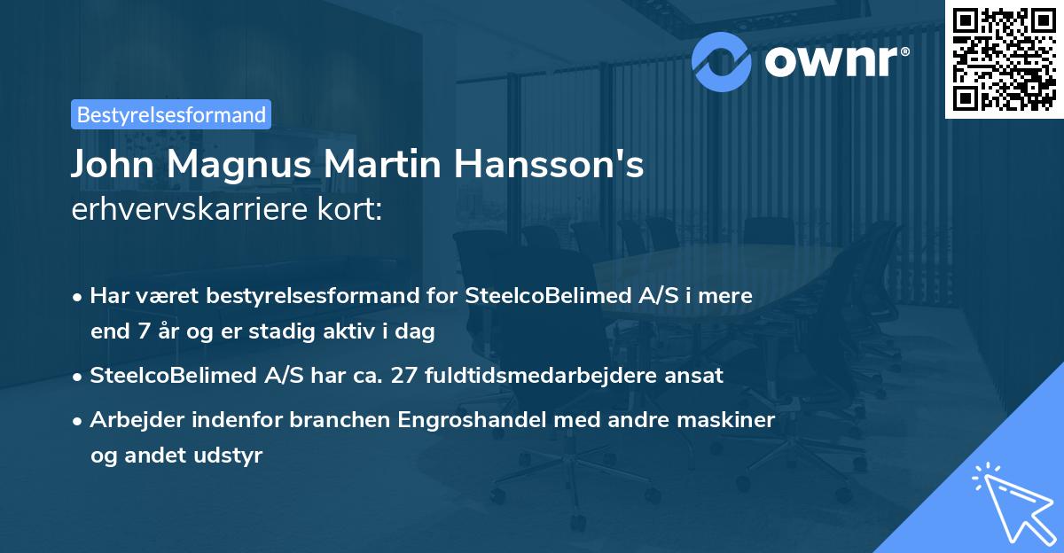 John Magnus Martin Hansson's erhvervskarriere kort