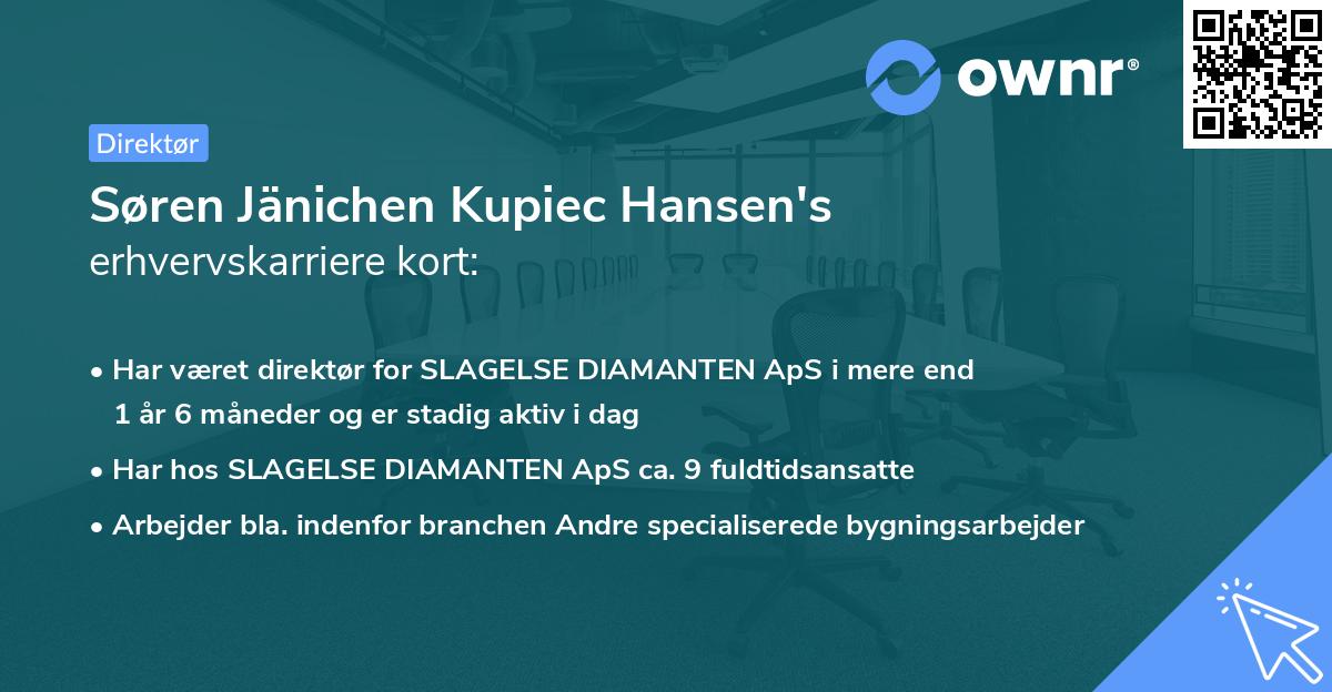 Søren Jänichen Kupiec Hansen's erhvervskarriere kort