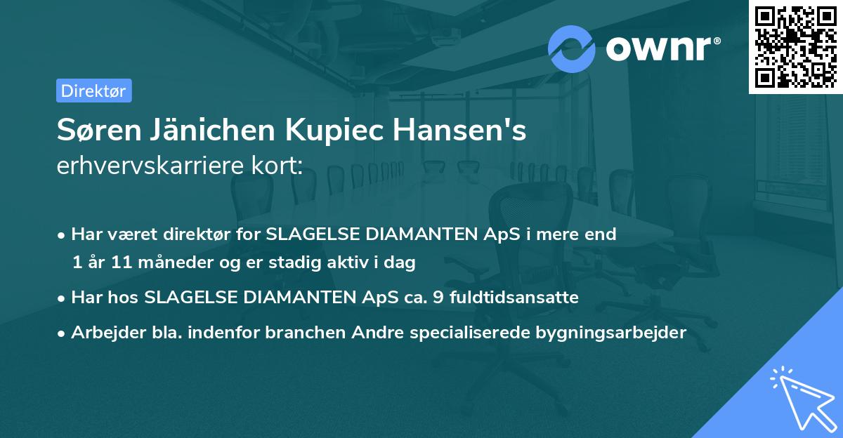 Søren Jänichen Kupiec Hansen's erhvervskarriere kort