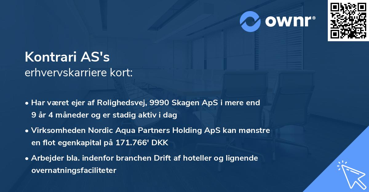 Kontrari AS's erhvervskarriere kort