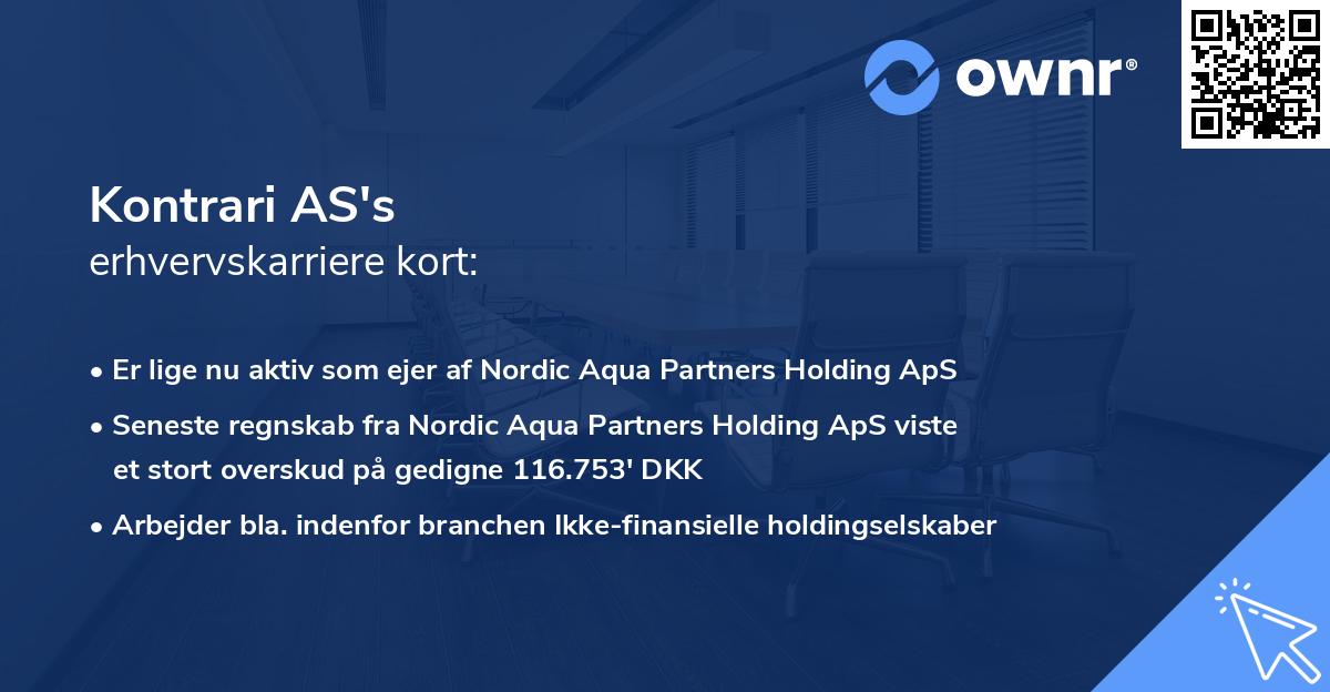 Kontrari AS's erhvervskarriere kort