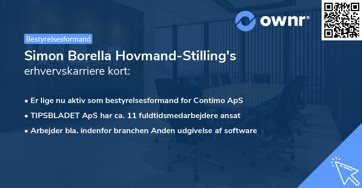 Simon Borella Hovmand-Stilling's erhvervskarriere kort