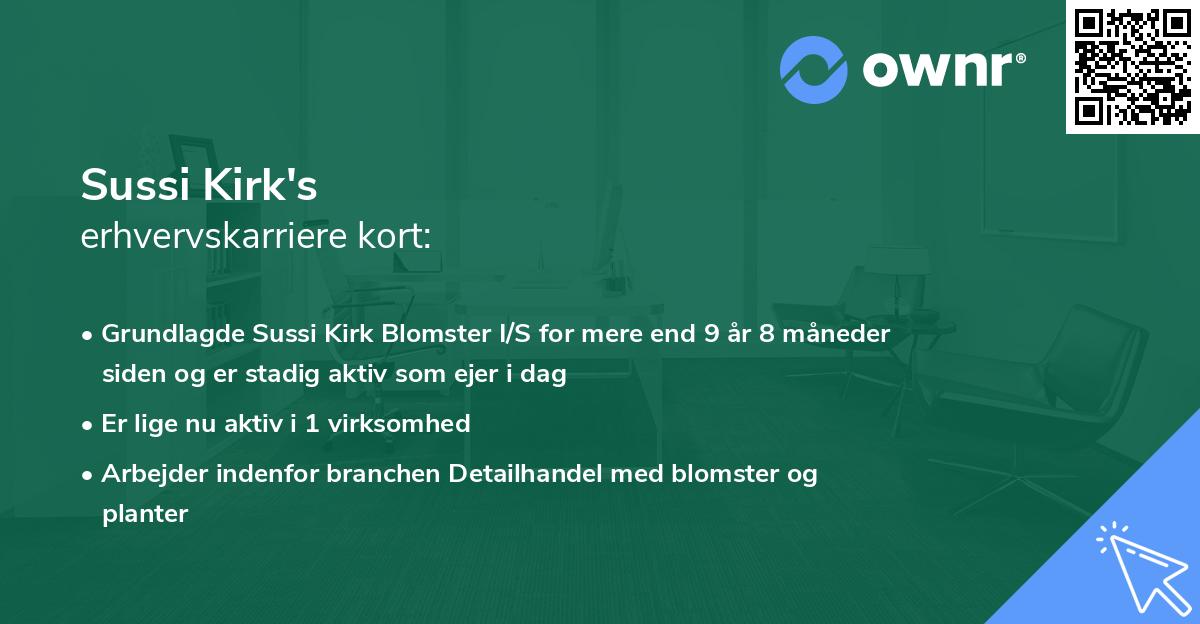 Sussi Kirk's erhvervskarriere kort