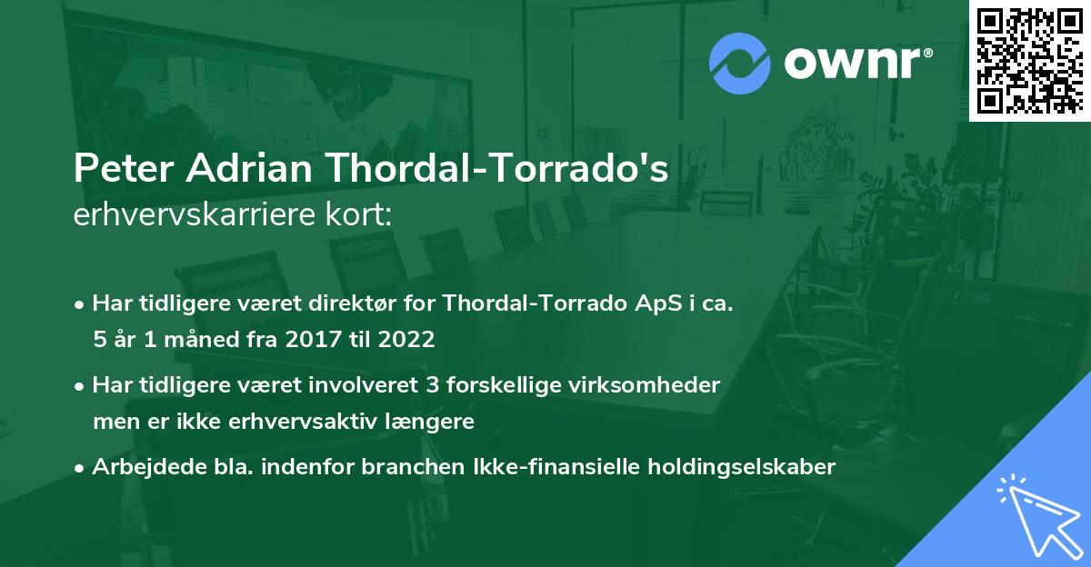Peter Adrian Thordal-Torrado's erhvervskarriere kort