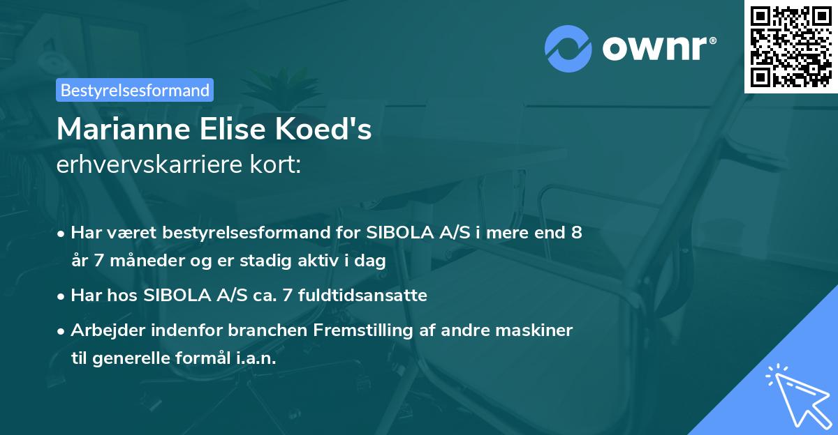 Marianne Elise Koed's erhvervskarriere kort